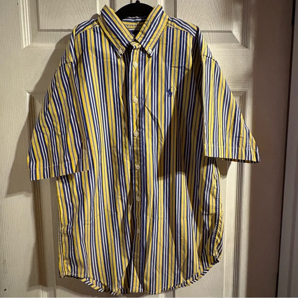 Ralph Lauren Boys 12-14‎ Cotton Plaid Short Sleeve Button Down Collar Shirt Prep
